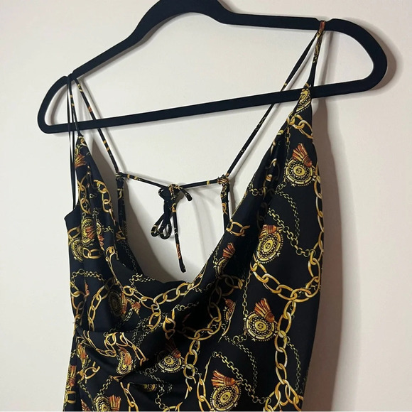 ASTR THE LABEL Black Chain Reaction Strappy Faux Wrap Mini Dress - Picture 5 of 10